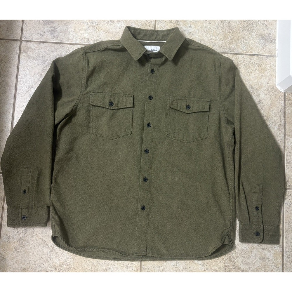 Goodfellow & Co Mens Large Green Long Sleeve Button Down Shirt Dual Pocket